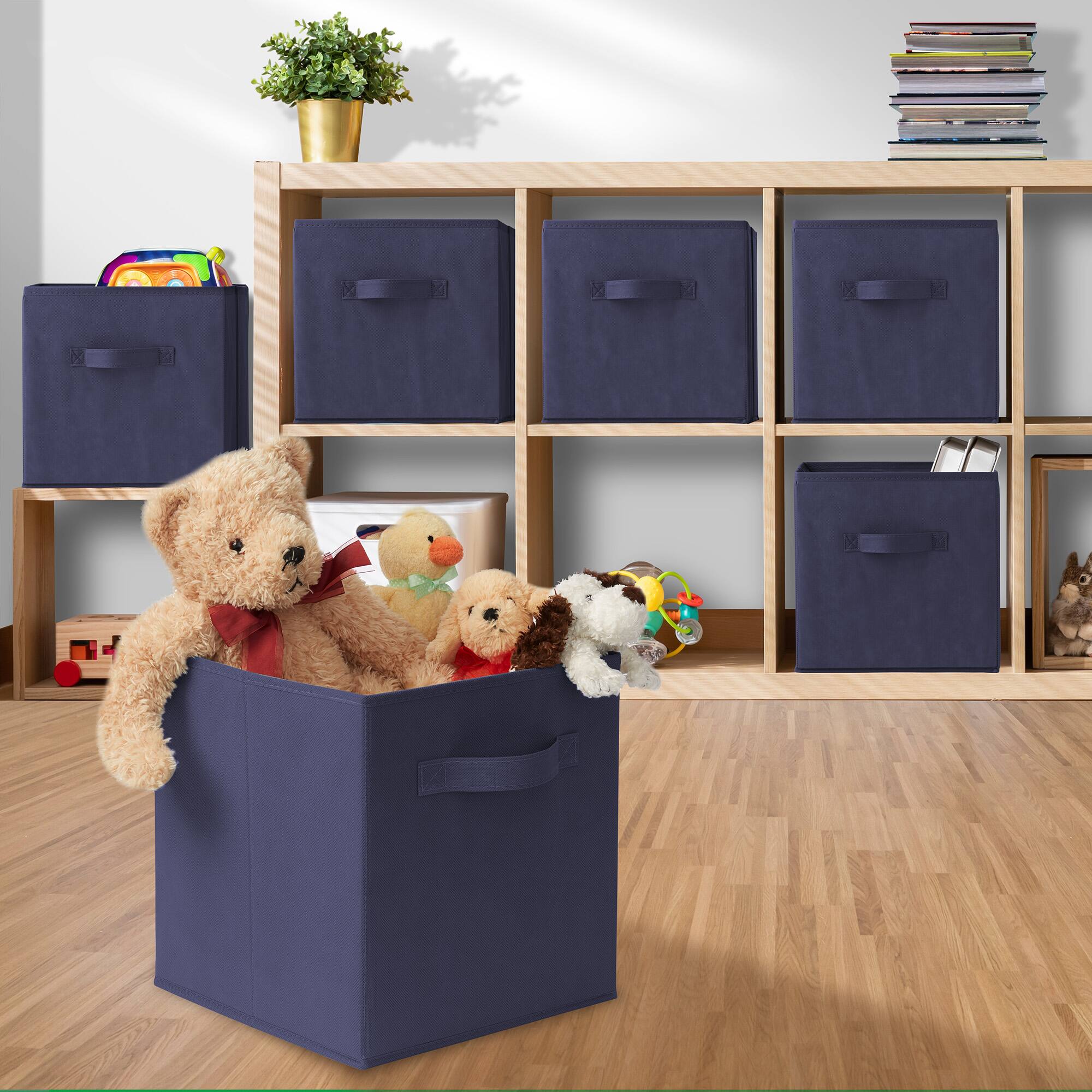 Alt View 4. Casafield - (Set of 12) Collapsible Fabric Cubes - Storage Bins - Navy Blue.