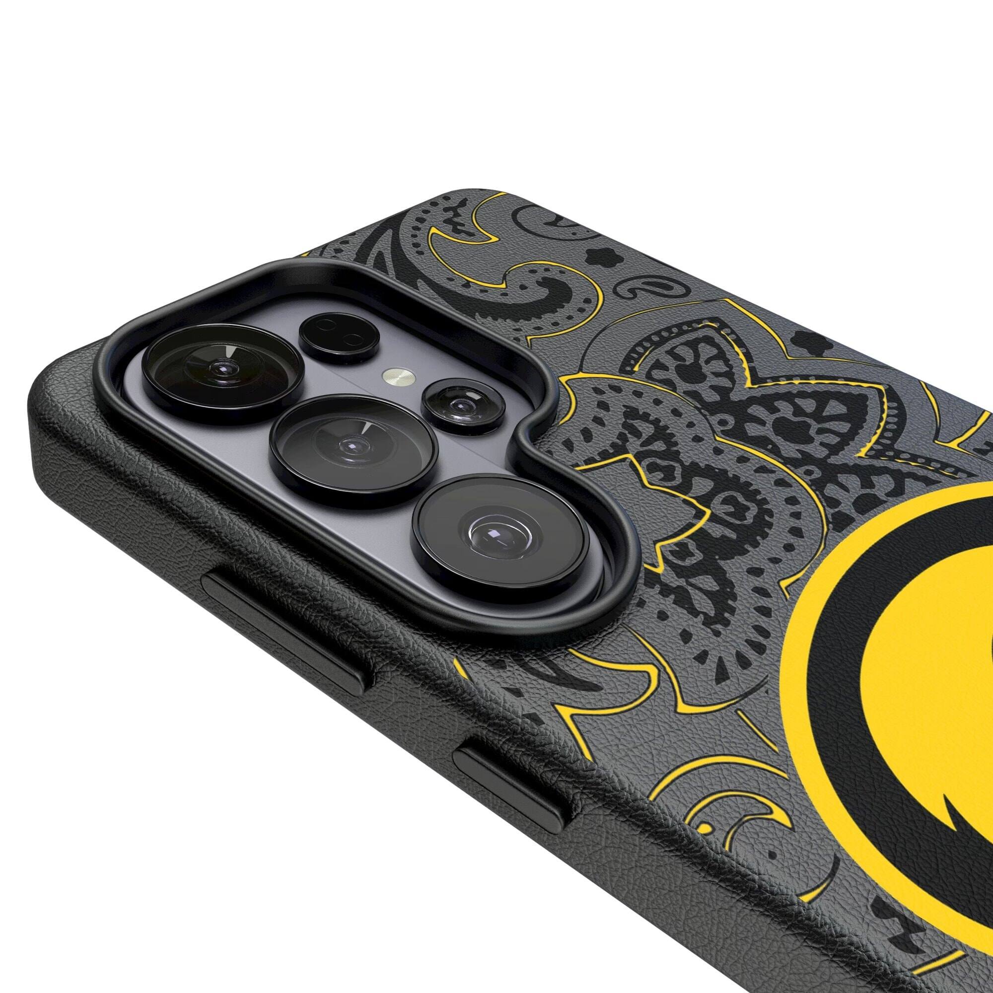 Alt View 2. Keyscaper - Iowa Hawkeyes Paisley Galaxy Magnetic Bump Case - S25 Ultra - Black.