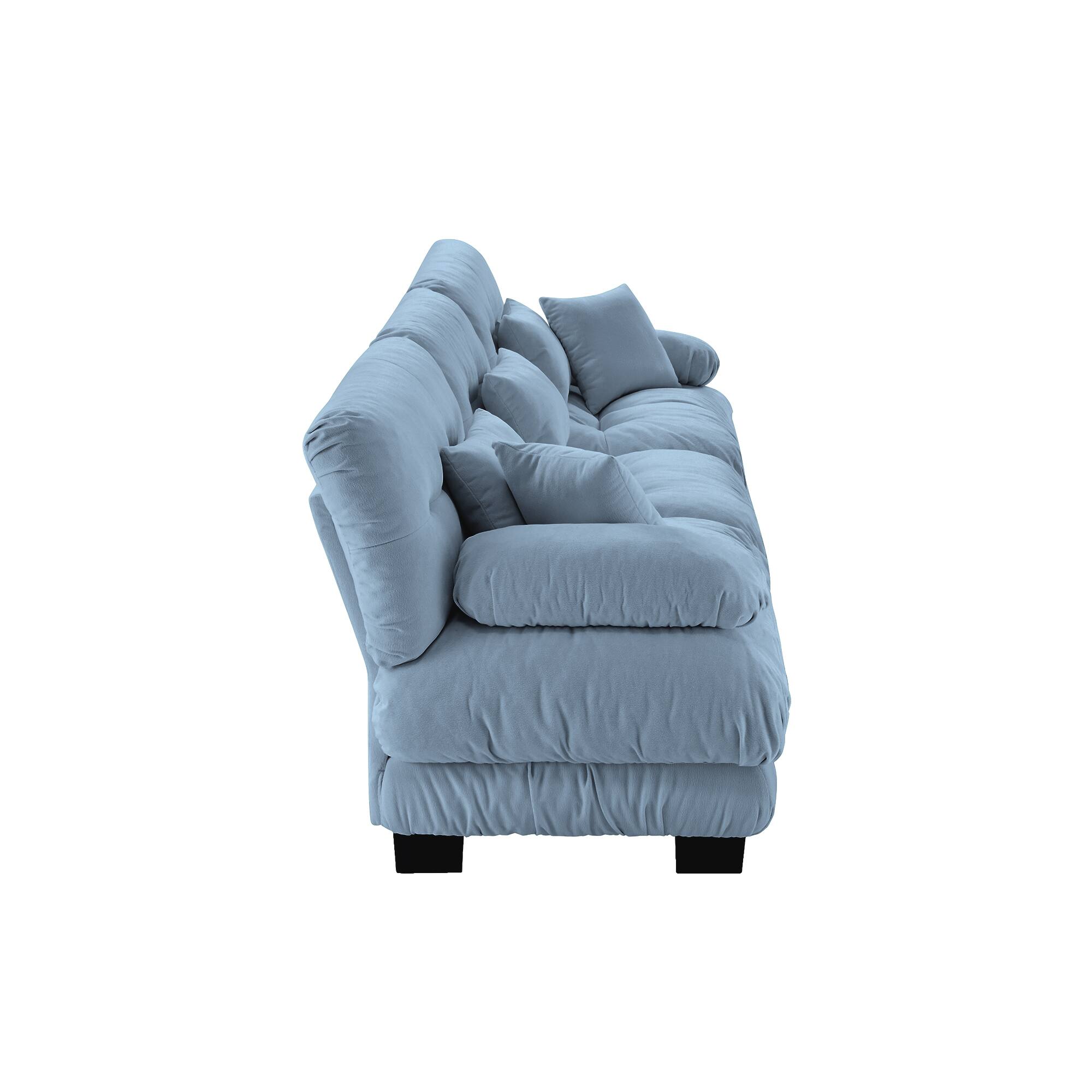 Alt View 9. LOVMOR - 3 Seater Modular Deep Seat Chenille Sectional Couch Compressed Pack For Living Room Apartment Office Plush Den - Blue.