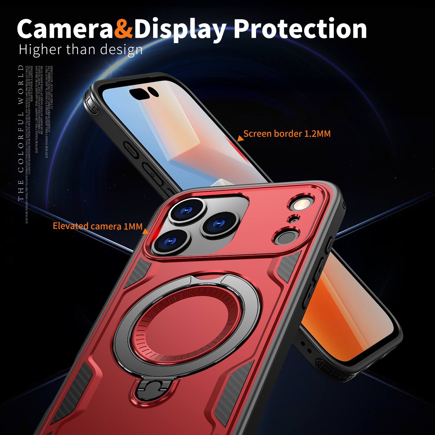 Camera & Display Protection  
Higher than design  

Screen border 1.2MM  
Elevated camera 1MM