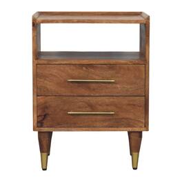 Artisan Furniture - Solid Wood Valenza Brass Accent Bedside - Brown