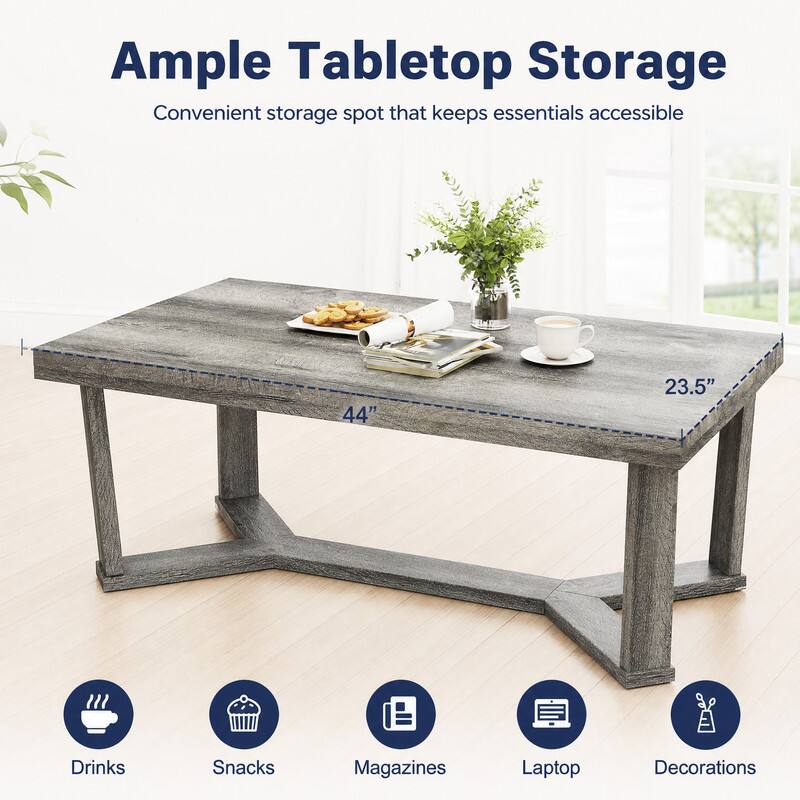 Ample Tabletop Storage  
Convenient storage spot that keeps essentials accessible  

44"  
23.5"  

Drinks  
Snacks  
Magazines  
Laptop  
Decorations