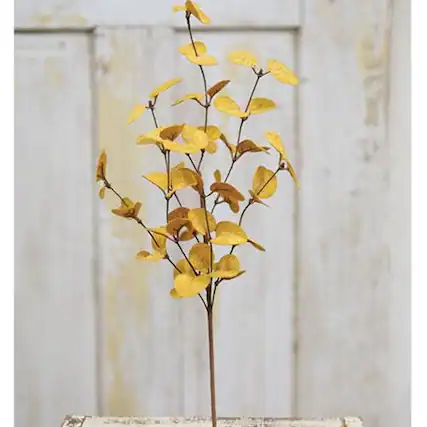 Front. BreeBe - Penny Leaf Pick Mustard 18" - Mustard.