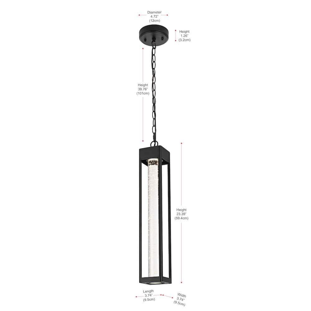 Elegant Lighting - Amaris 23 inch LED Outdoor Pendant in Black - Black And Clear