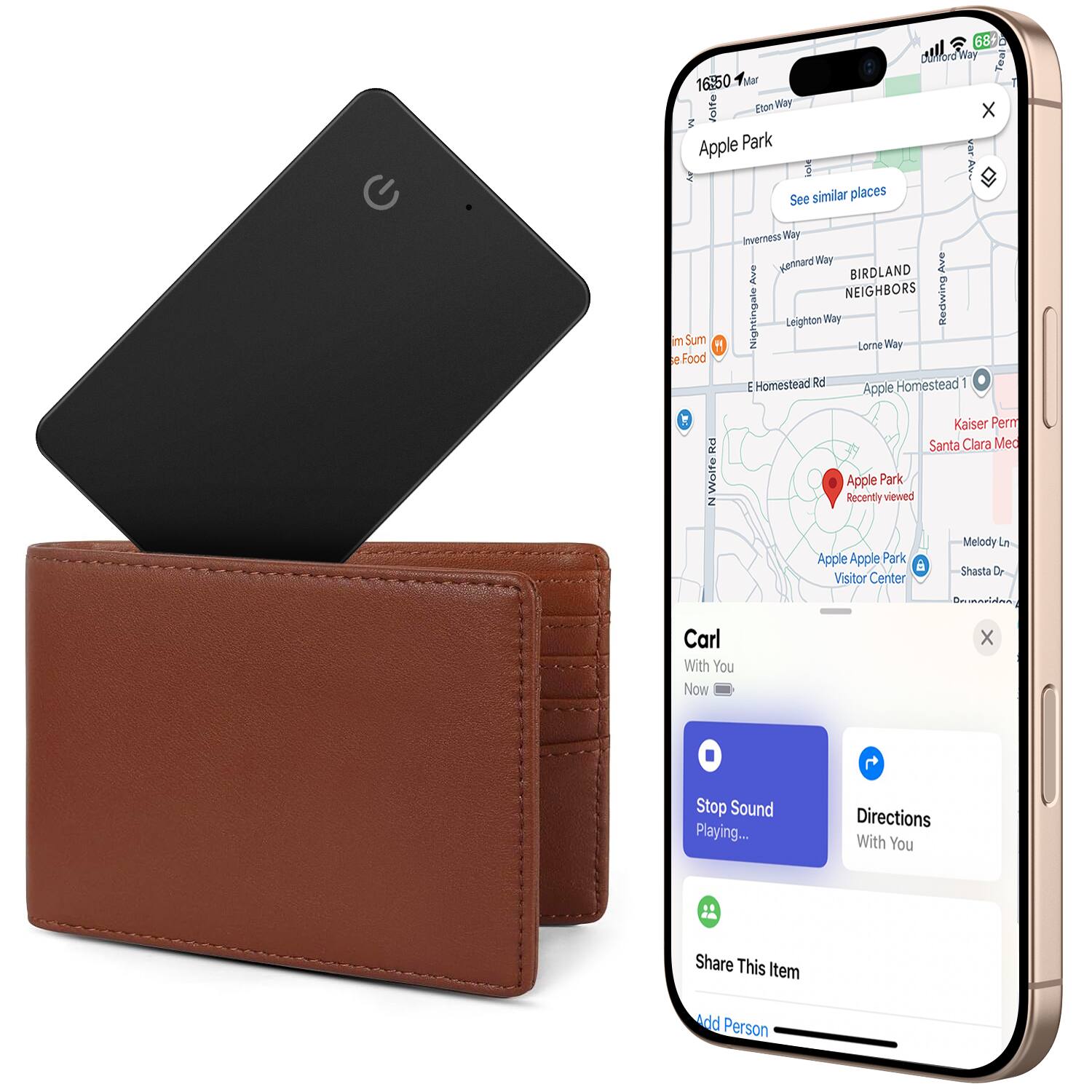iVANKY Wallet Tracker Card, Smart Rechargeable Thin Wallet