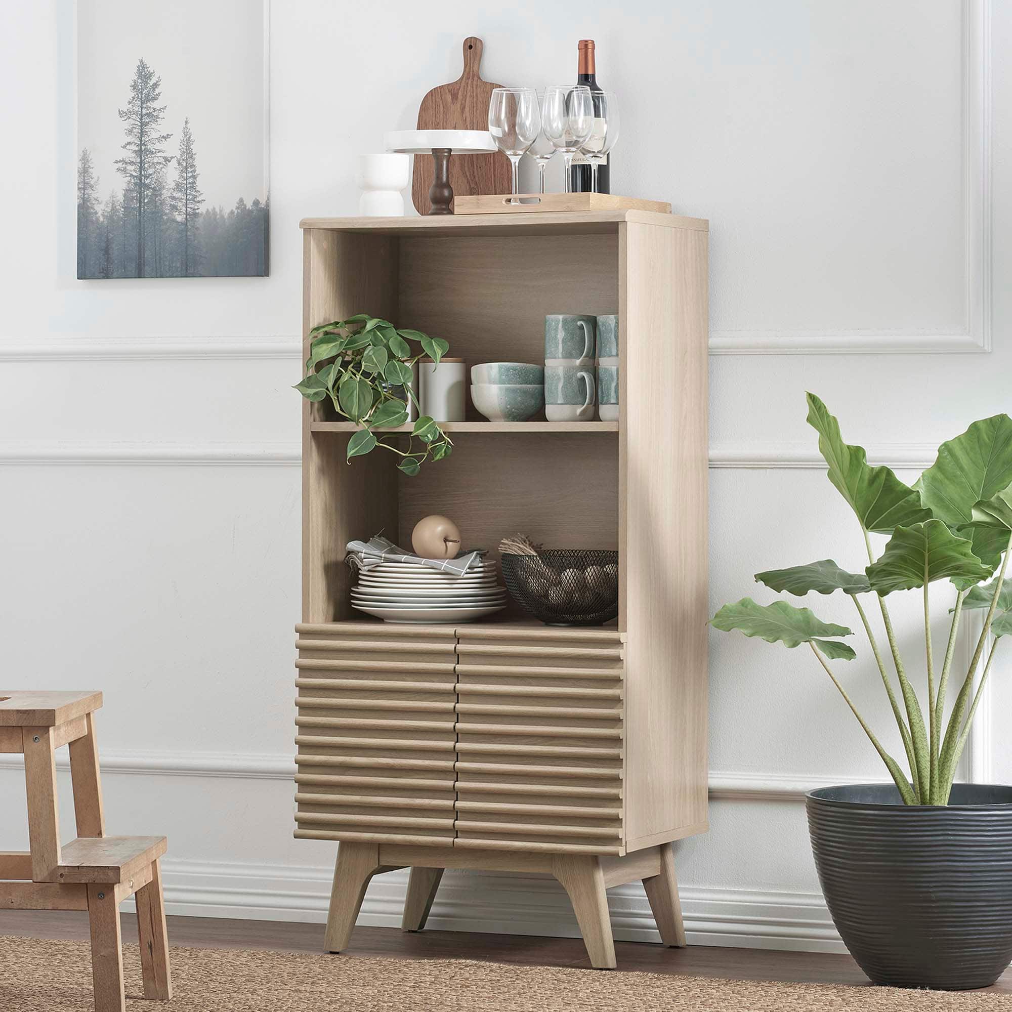 Render Display Cabinet Bookshelf by Modway - Oak