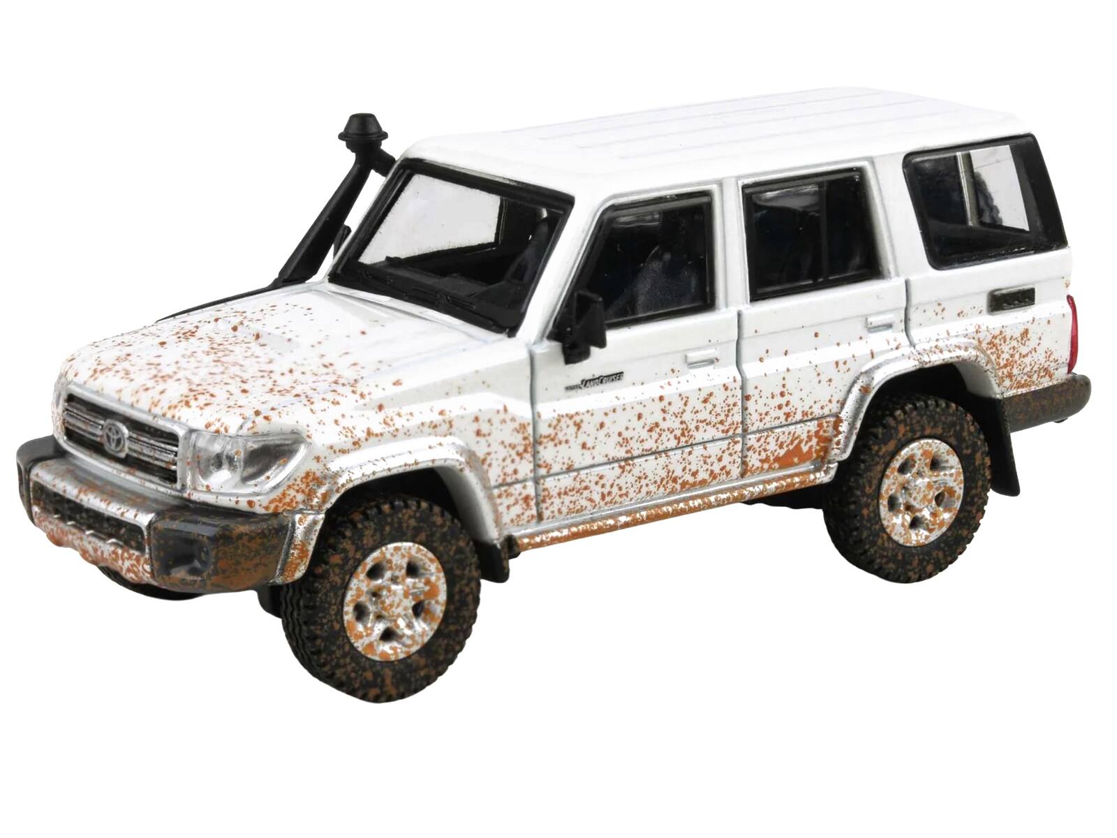 Alt View 4. Paragon - 2014 Toyota Land Cruiser 76 White (Dirty Off Road Effect) 1/64 Diecast Model Car by Paragon.