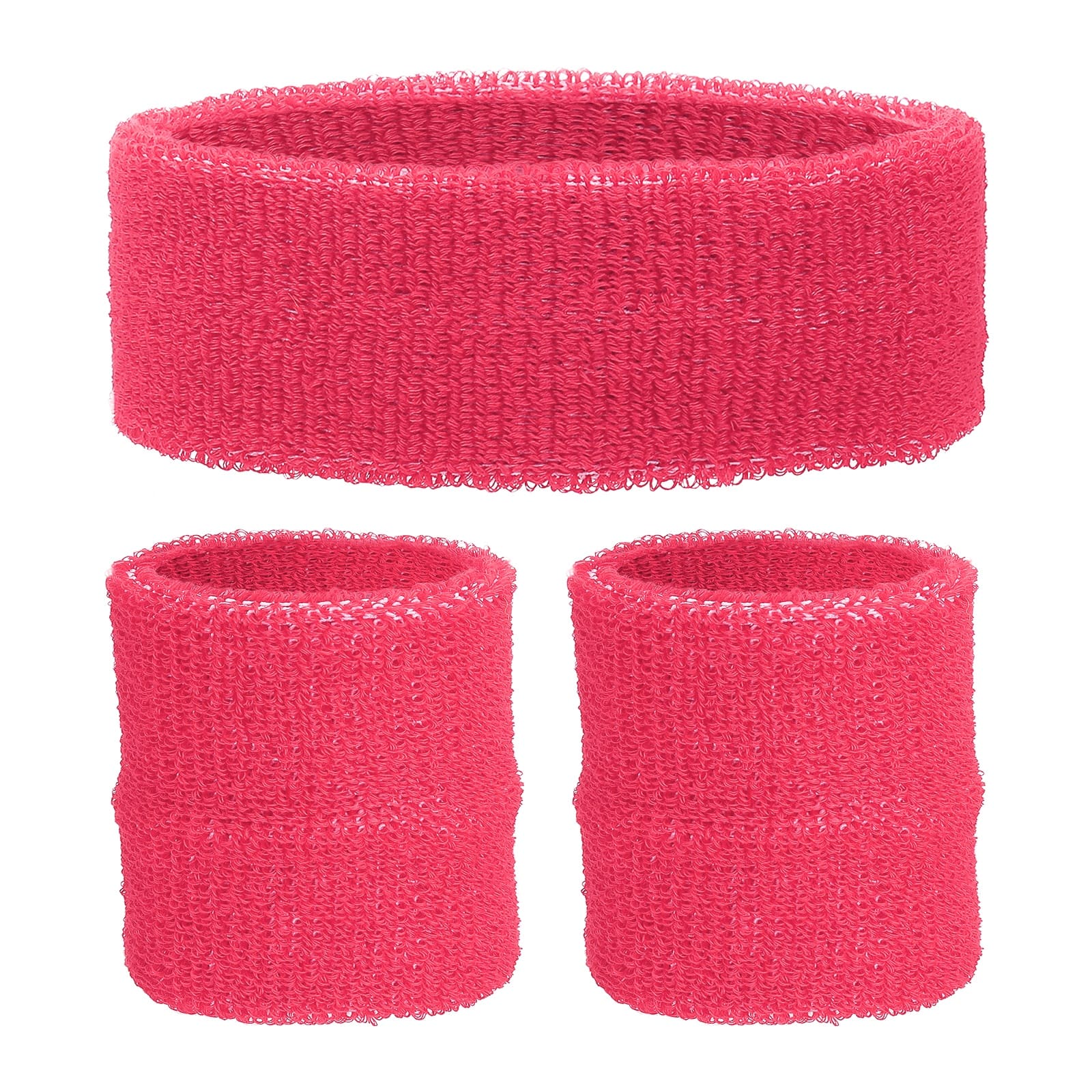 Unique Bargains - Sweatband Set, 1pc Headband + 2pcs Wristbands Moisture Wicking Breathable Athletic Bands 3pcs for Sports - Rose Red price history on PriceWatchPro