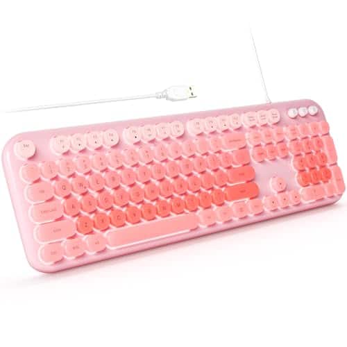 Earthley Blooms - Wireless 100-key Mini Typewriter Keyboards For Ipad Pc Laptop & Android 3 Devices Simultaneously Colorful - Pink Colorful
