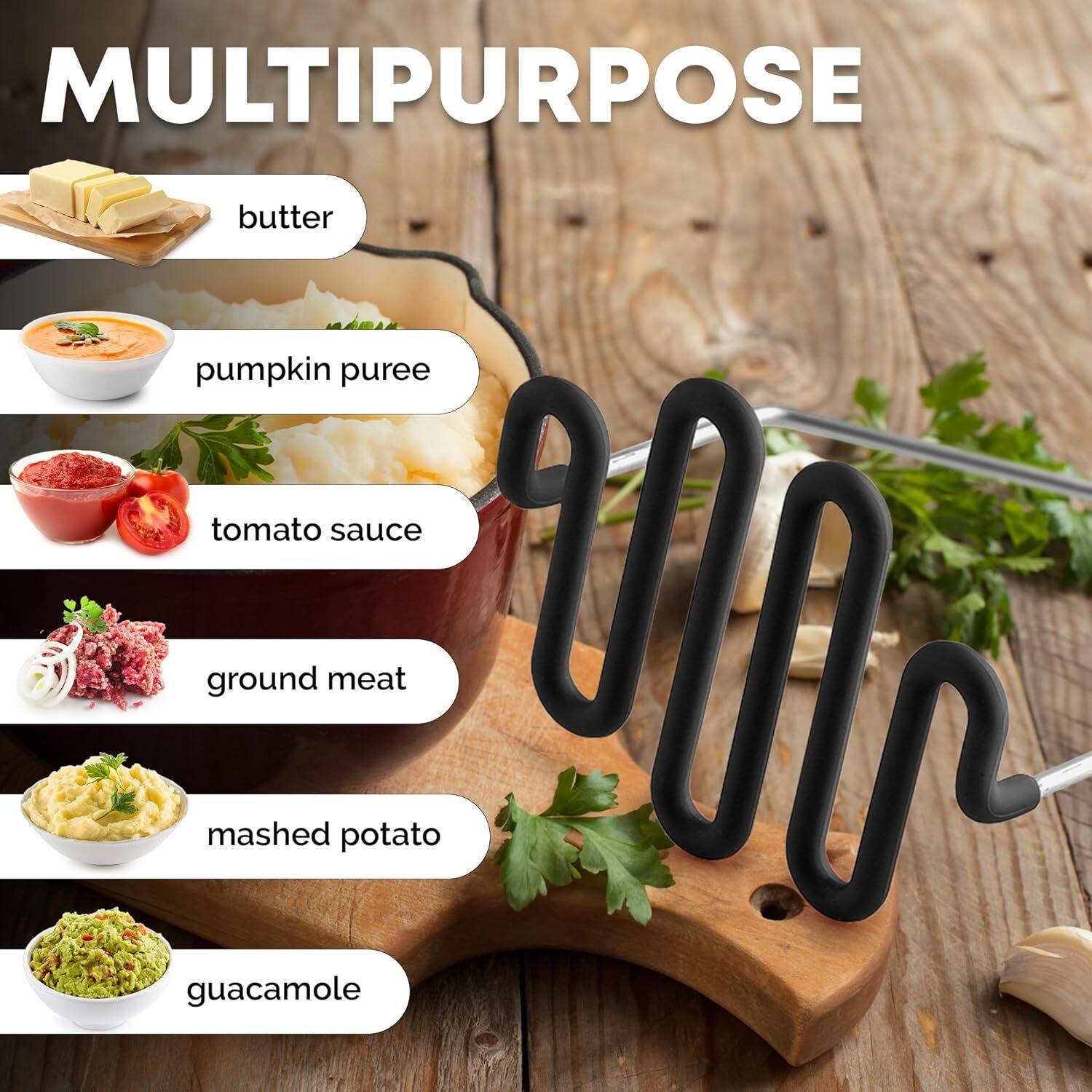 Zulay Kitchen Potato Masher with Premium Silicone Coated