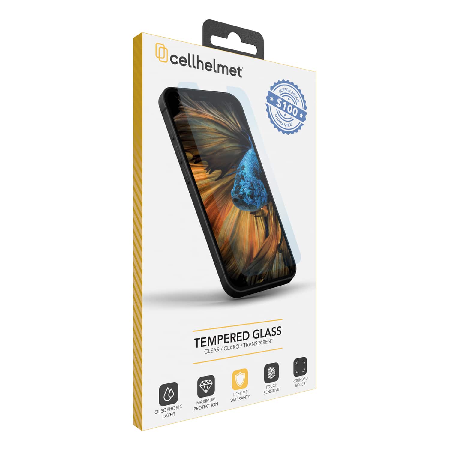 Cellhelmet - Temp-iphone-6.1-2021-plus Tempered Glass With $100 Coverage (iphone 13/13 Pro/14) - Clear