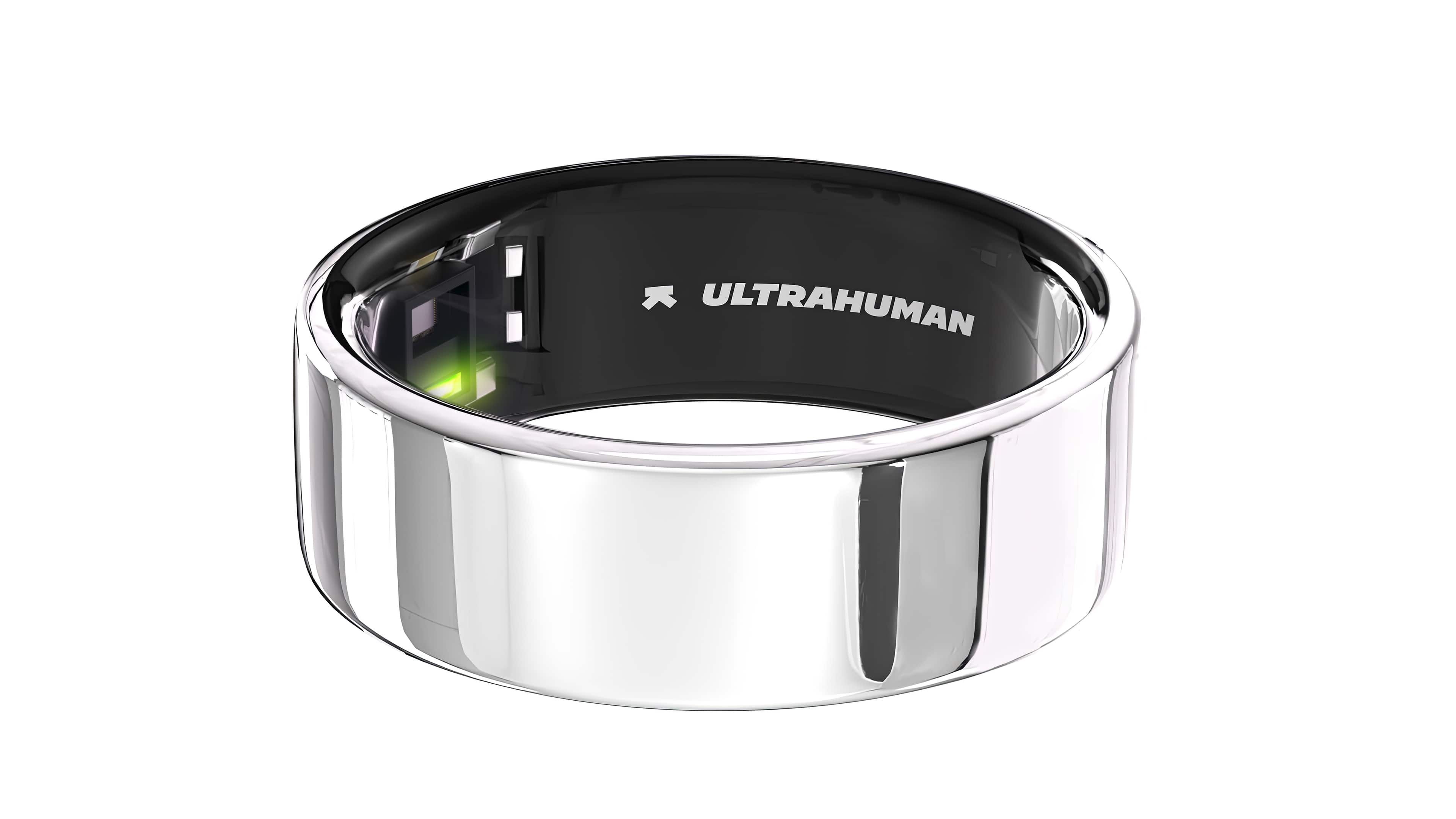 Front. Ultrahuman - Ring AIR - Smart Ring - Size Before You Buy - Size 14 - Space Silver.