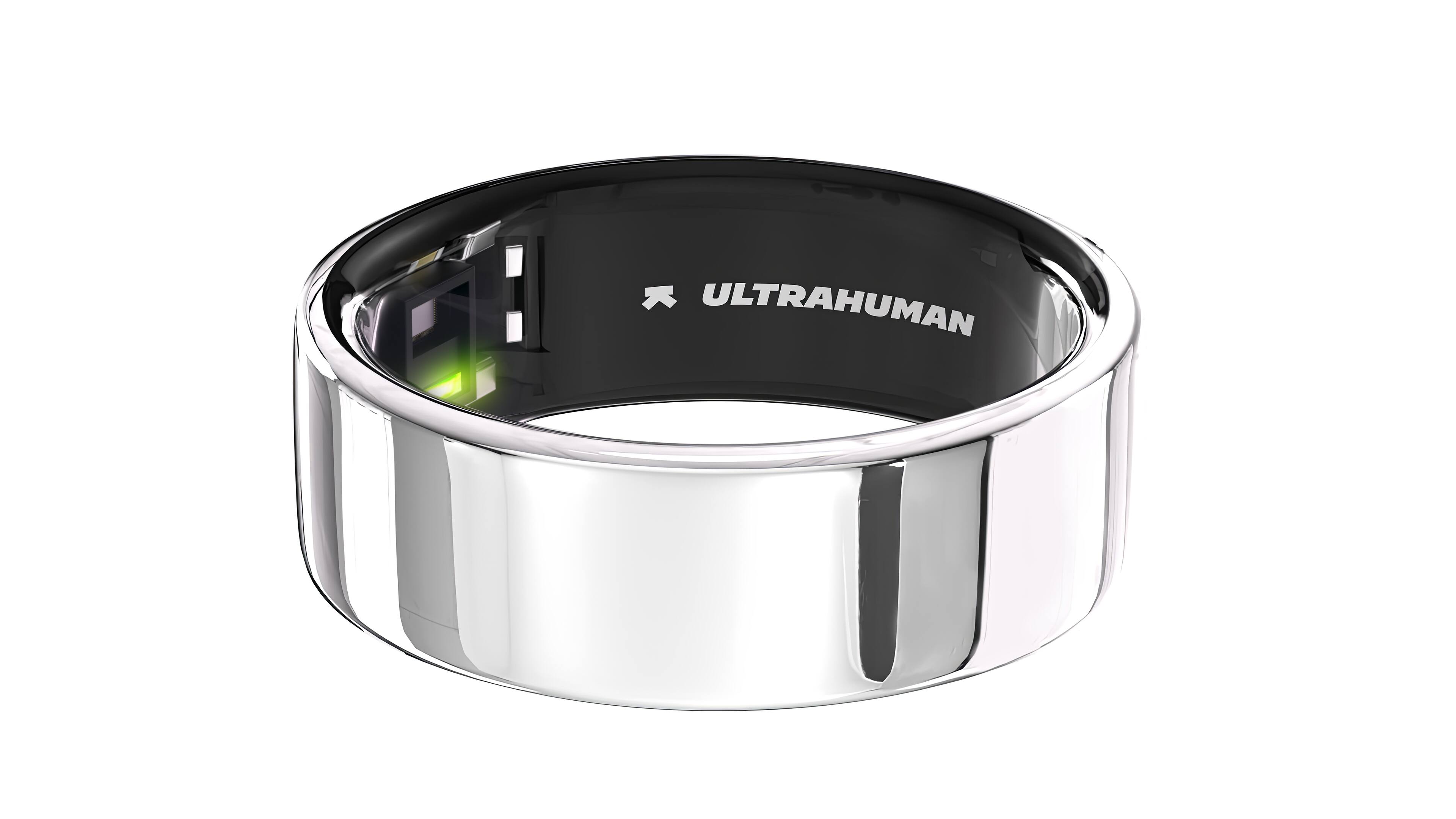 Front. Ultrahuman - Ring AIR - Smart Ring - Size Before You Buy - Size 14 - Space Silver.