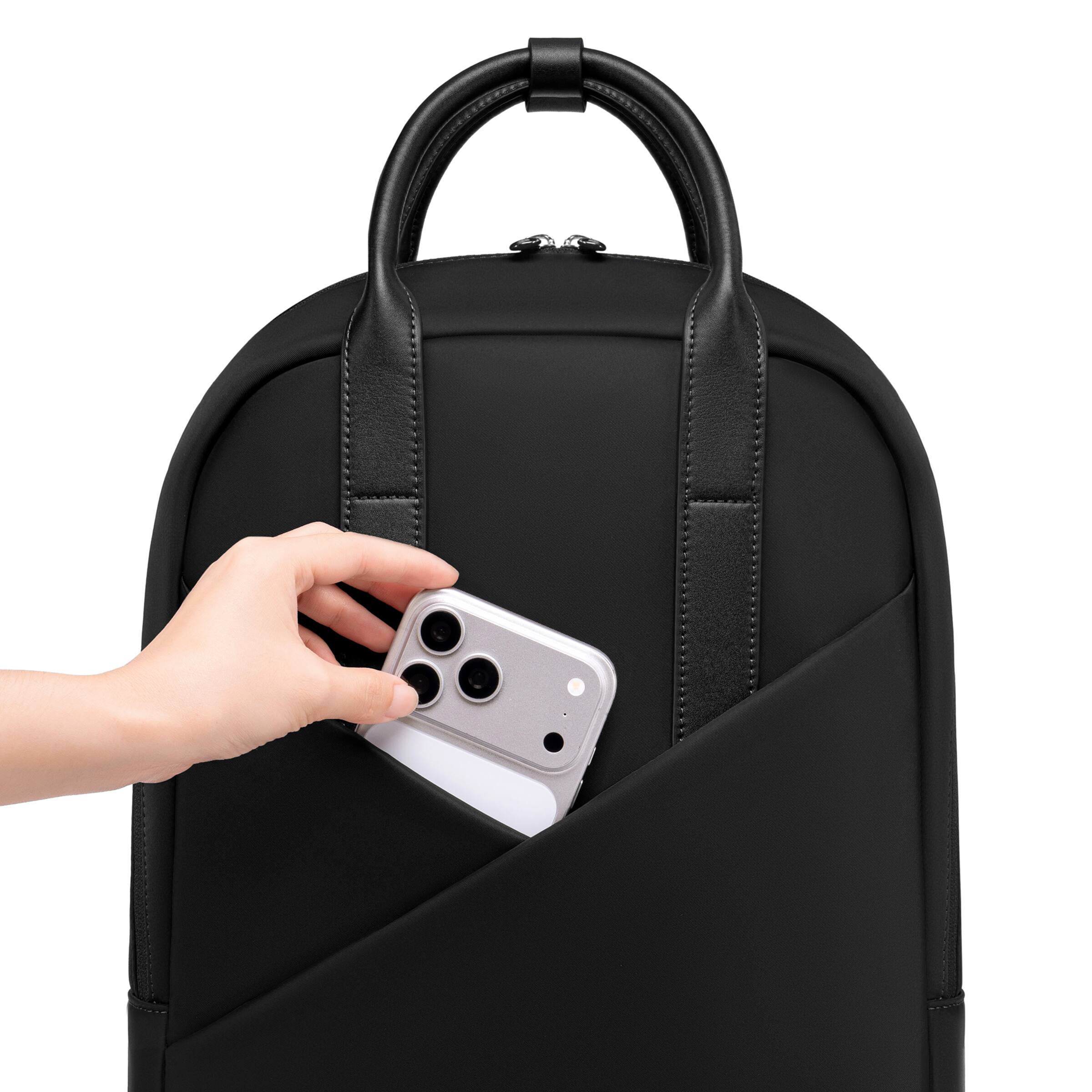 Back. Lux & Nyx - Lux & Nyx - Origami Slim 16" Laptop Backpack - Convertible Shoulder Bag - Black.
