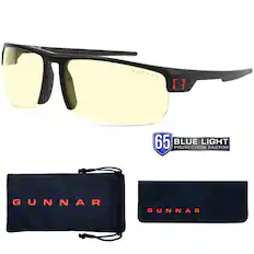 The text on the image is grouped and corrected as follows:
"GUNNAR G3 65 BLUE LIGHT PROTECTION FACTOR GUNNAR GUNNAR"