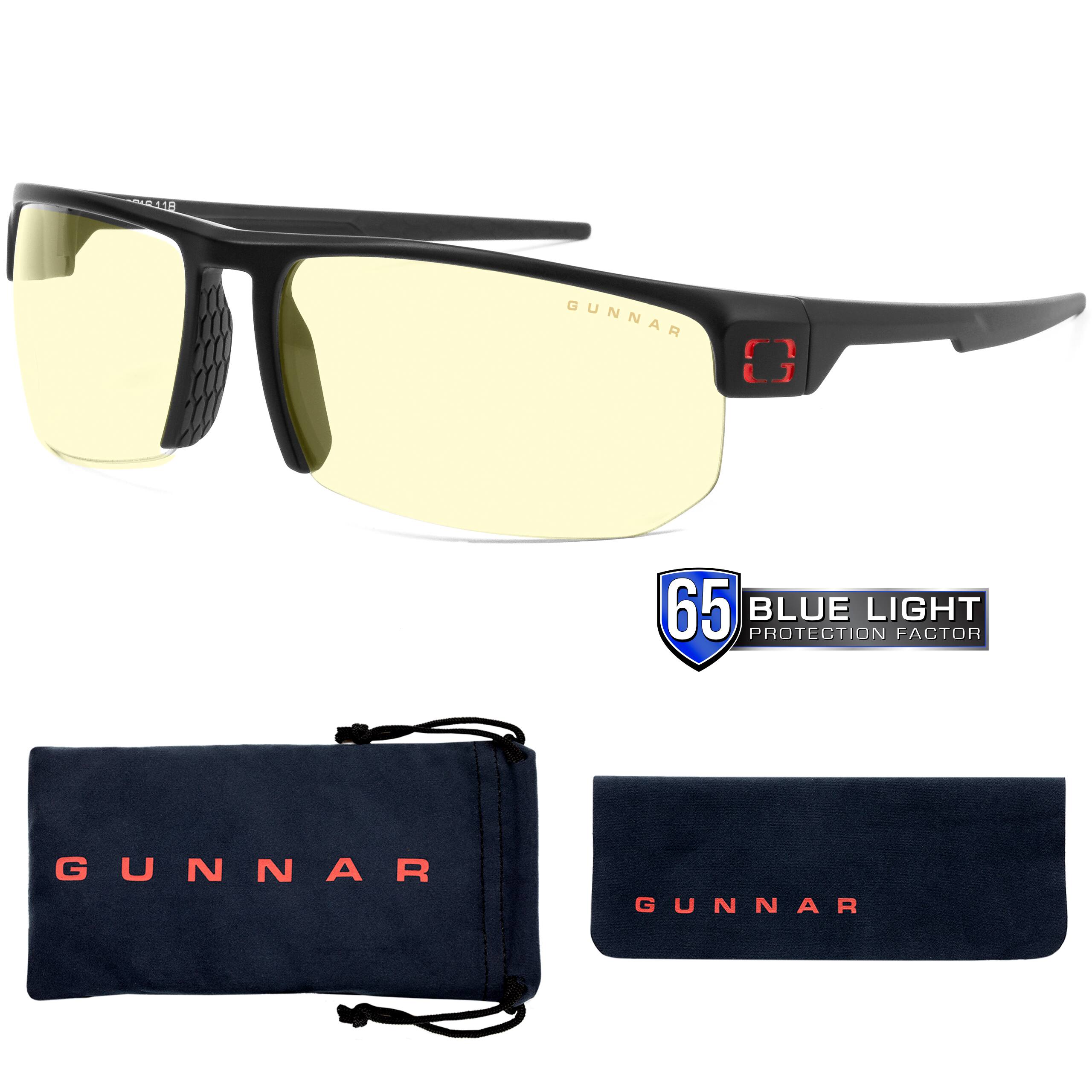 The text on the image is grouped and corrected as follows:
"GUNNAR G3 65 BLUE LIGHT PROTECTION FACTOR GUNNAR GUNNAR"