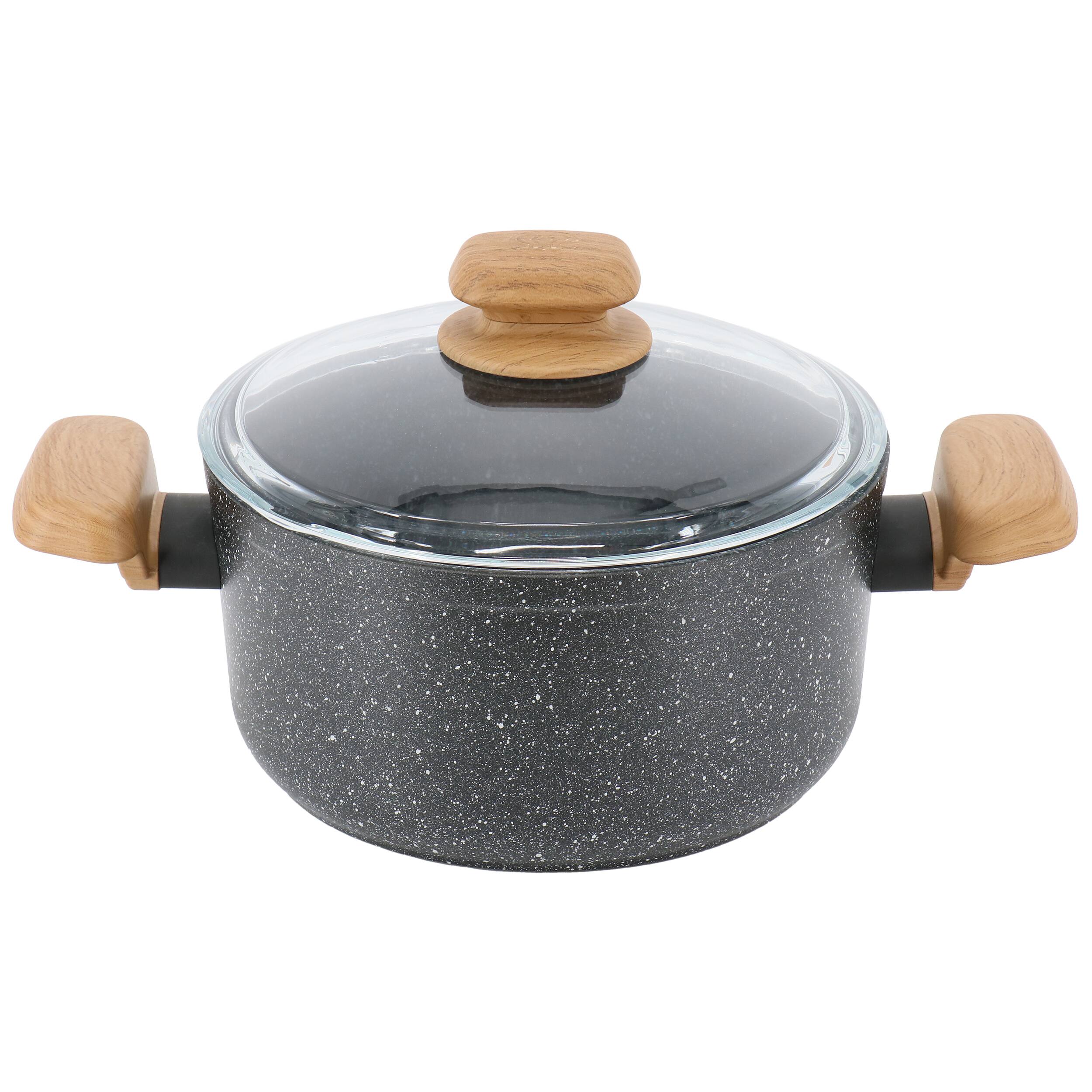 Alt View 1. Korkmaz - Korkmaz Montana 2 Piece 8 Liter Aluminum Nonstick Casserole Dish with Lid and Faux Wood Handles - Black.