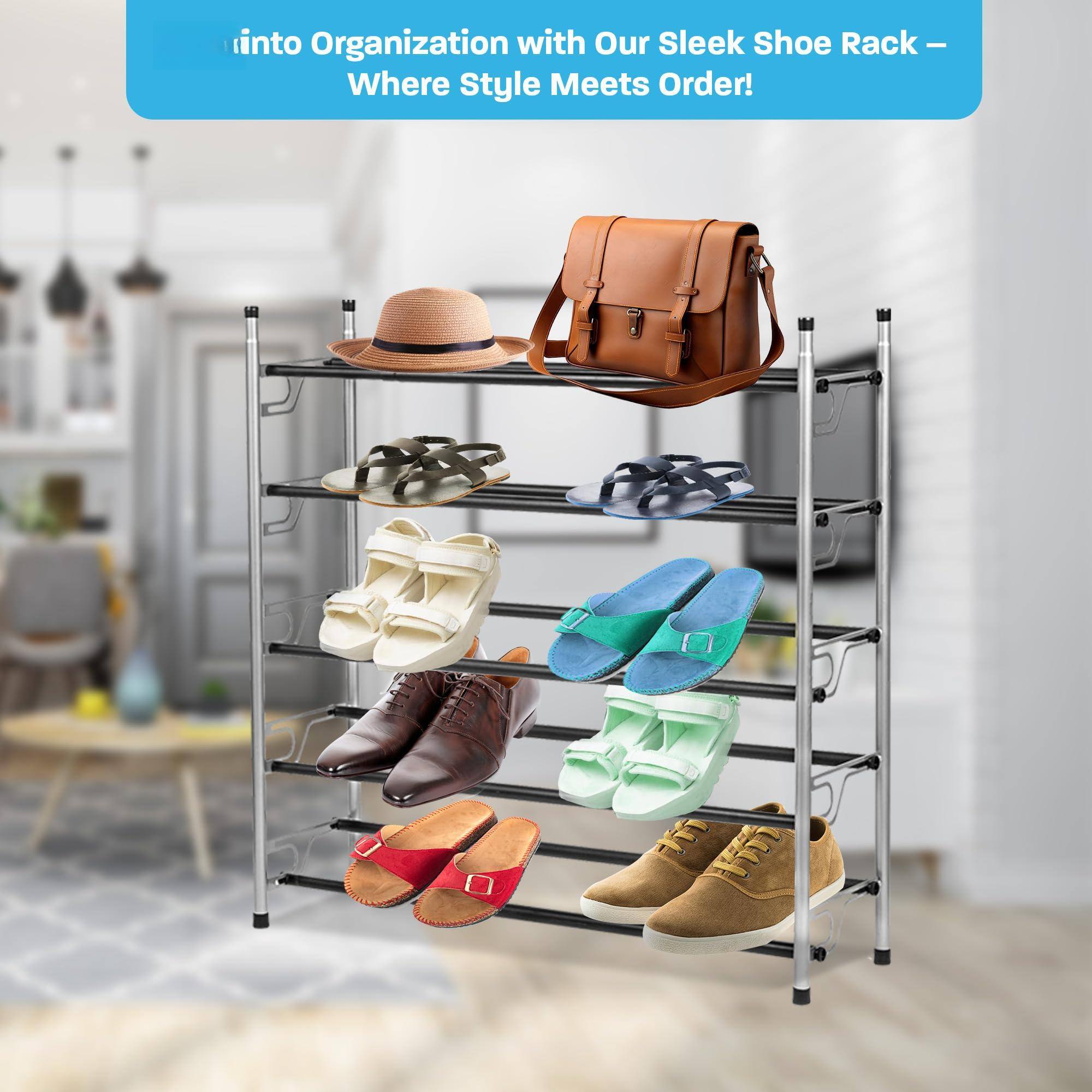 Sure, here is the corrected and grouped text:

---

**Into Organization with Our Sleek Shoe Rack – Where Style Meets Order!**

---