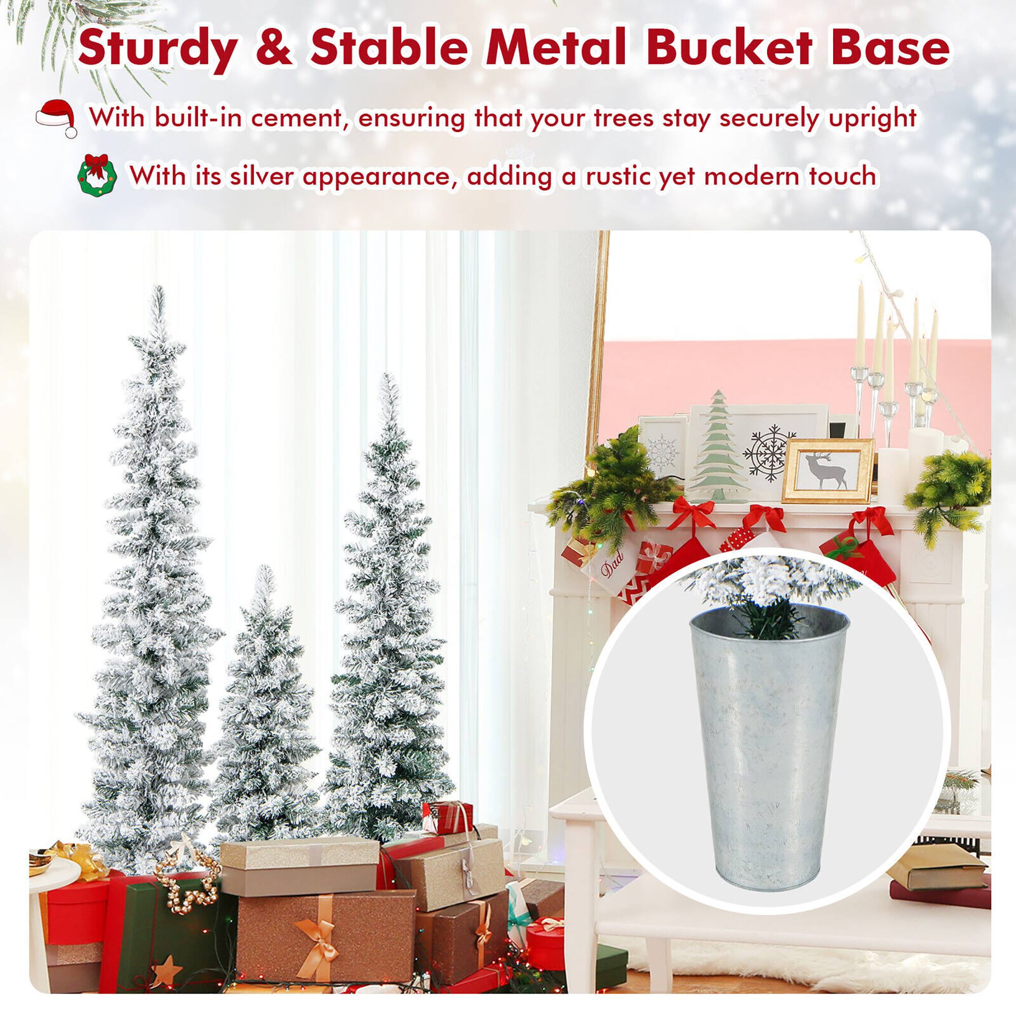 Sturdy & Stable Metal Bucket Base

With built-in cement, ensuring that your trees stay securely upright

With its silver appearance, adding a rustic yet modern touch