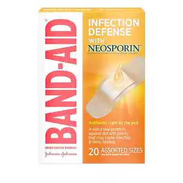 Band-Aid - Adhesive Bandages Infection Defense with Neosporin, Assorted, 20/Box (5570/005711) - Beige