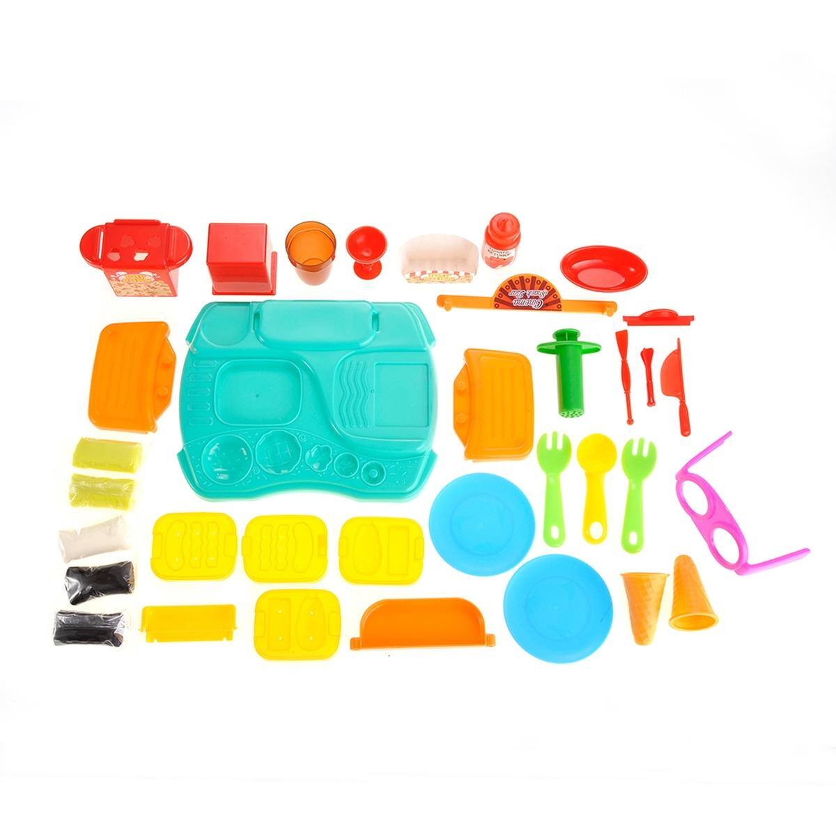 Back. JuzToys - Pretend Play for Toddlers 3-5, 35pcs Snack Bar Play Dough Set, Modeling Clay Tool Kit for Creating Pretend Foods, Snacks - Multi.
