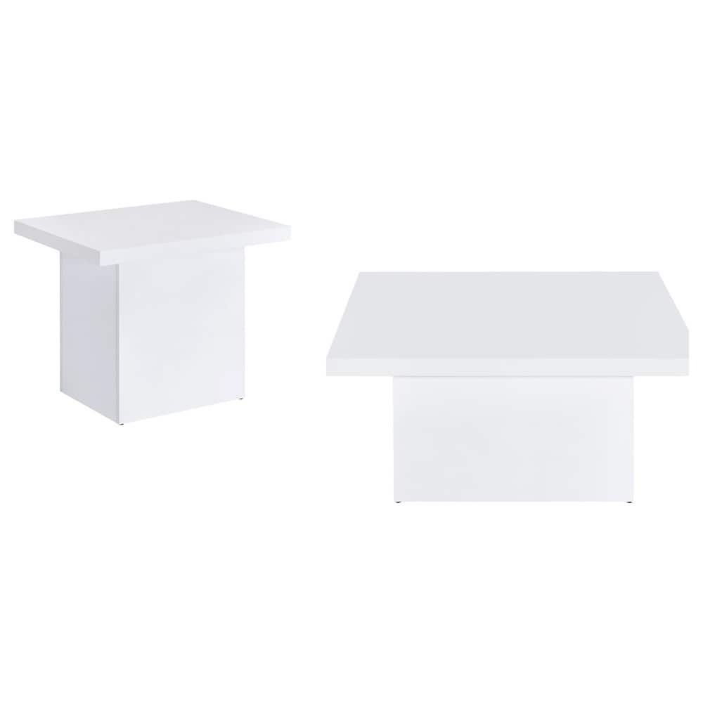 Coaster Co. of America - Devar 2-piece Square Coffee End Table Set - White High Gloss