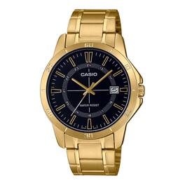 Casio - Men’s Stainless Steel Watch with Black Dial - MTP-V004G-1CUDF - Gold