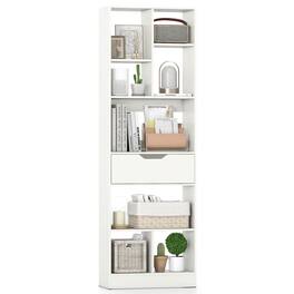 Costway - 1 PCS 61" Bookcase with Drawer, 8 Open Cubes, Anti-toppling Kits for Living Room, Study - White
