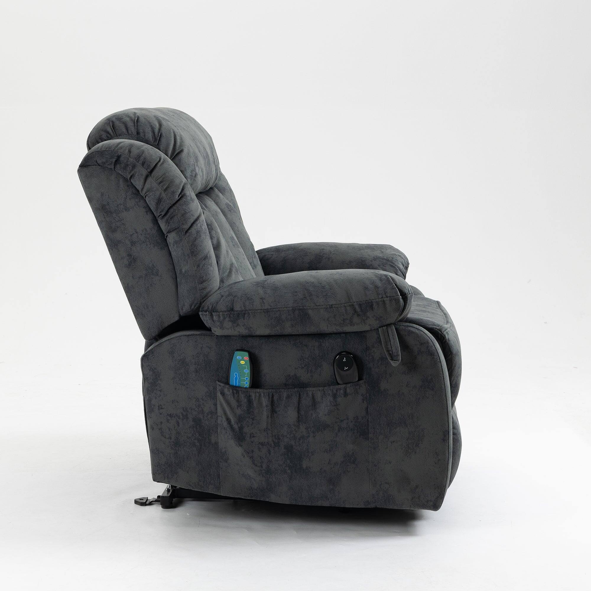 Alt View 4. Boyel Living - Power Lift Recliner Chair for Elderly Massage Heating USB Port Living Room Furniture - Grayish Blue.