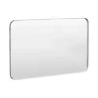 LOVMOR - 50 in. W x 30 in. H Tempered Glass Rounded Rectangle Framed Wall-Mounted Bathroom Vanity Mirror in Silver - Silver - Angle_Zoom