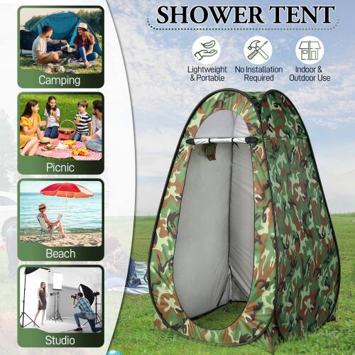 SHOWER TENT

Camping Lightweight No Installation Indoor & Outdoor Use Picnic Beach Studio

- Lightweight & Portable
- No Installation Required
- Indoor & Outdoor Use

Camping  
Picnic  
Beach  
Studio