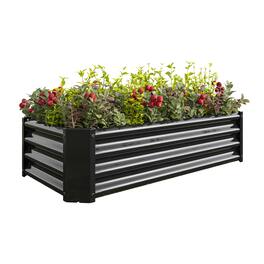 PAIHOME - Metal Raised Garden Bed, 4×2×1 ft Rectangle Raised Planter for Flowers Plants, Vegetables Herb, Garden Decor - Black