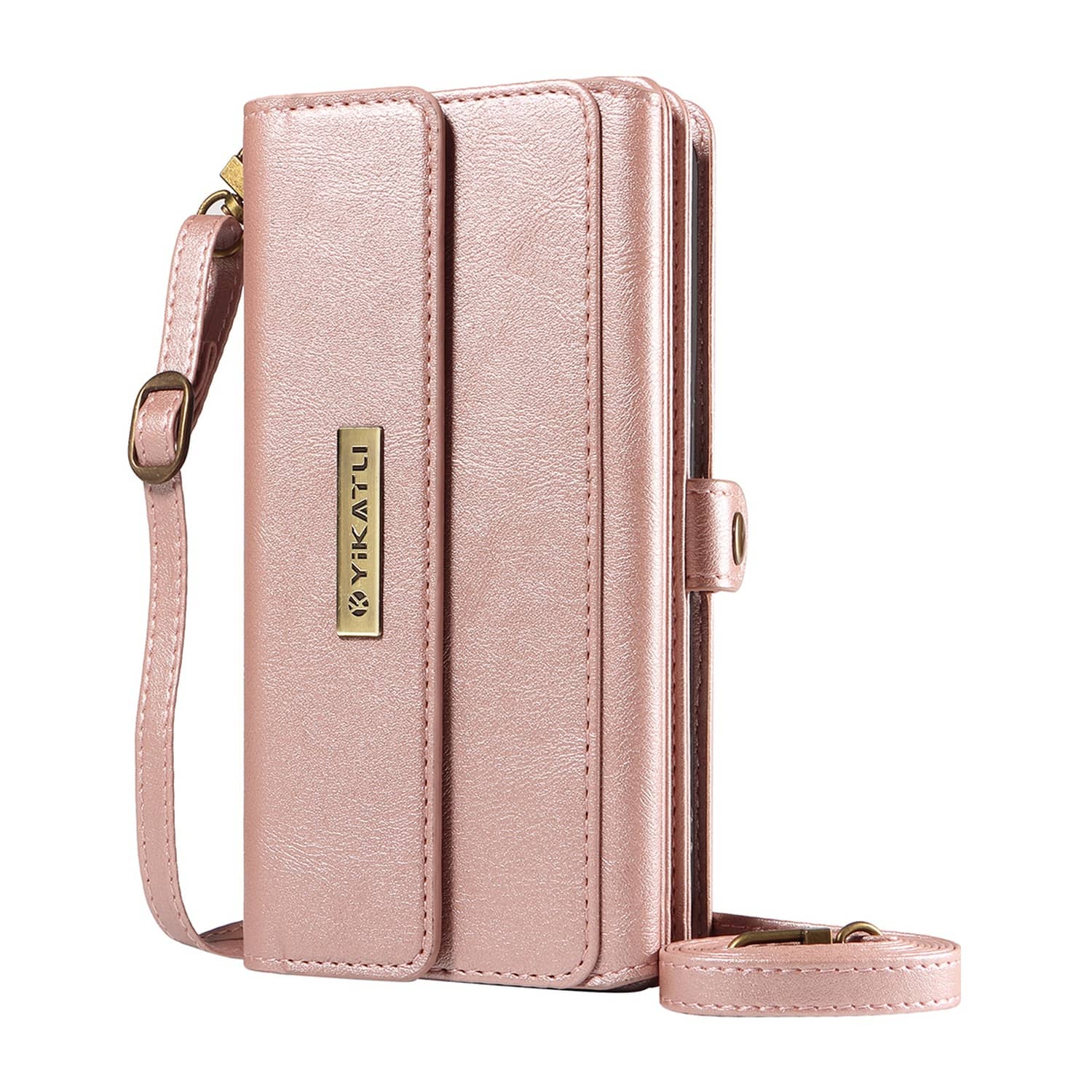 Dteck - Wallet Case For Google Pixel 10 Pro / 10 PU Leather Detachable Shoulder Strap RFID Blocking Card Stand Shockproof Cover - Rosegold price history on PriceWatchPro