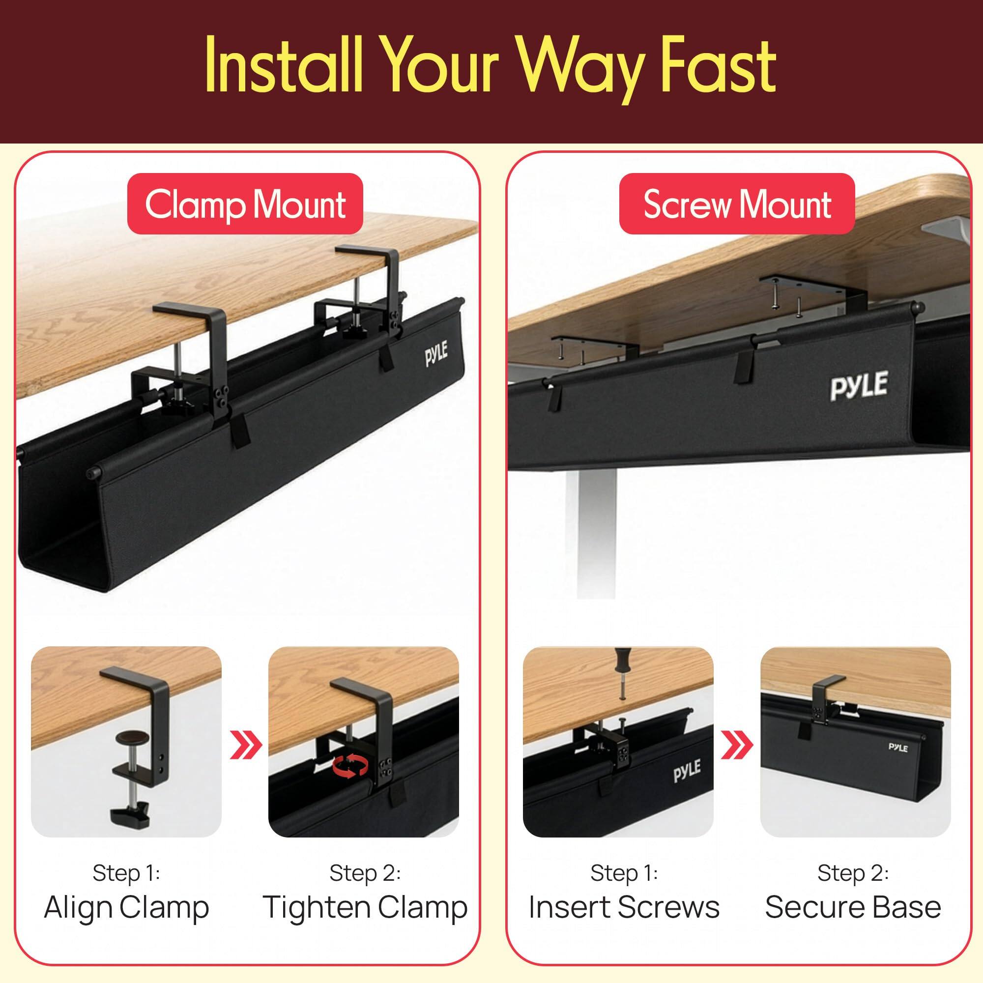 Install Your Way Fast

Clamp Mount
- Step 1: Align Clamp
- Step 2: Tighten Clamp

Screw Mount
- Step 1: Insert Screws
- Step 2: Secure Base