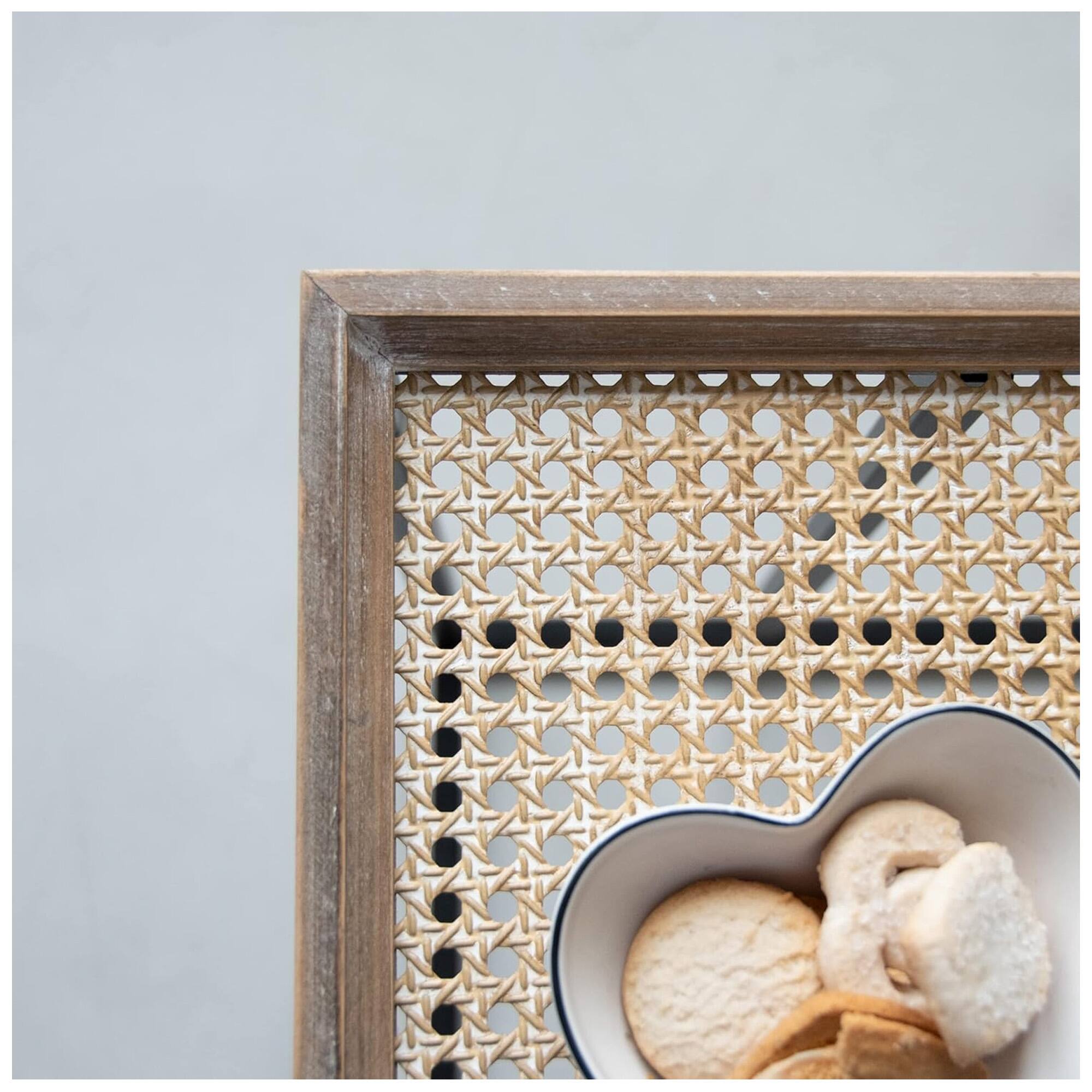 Alt View 7. COZAYH - COZAYH Farmhouse C End Table, Accent Furniture with Woven Metal Tray Top, Black - Black.