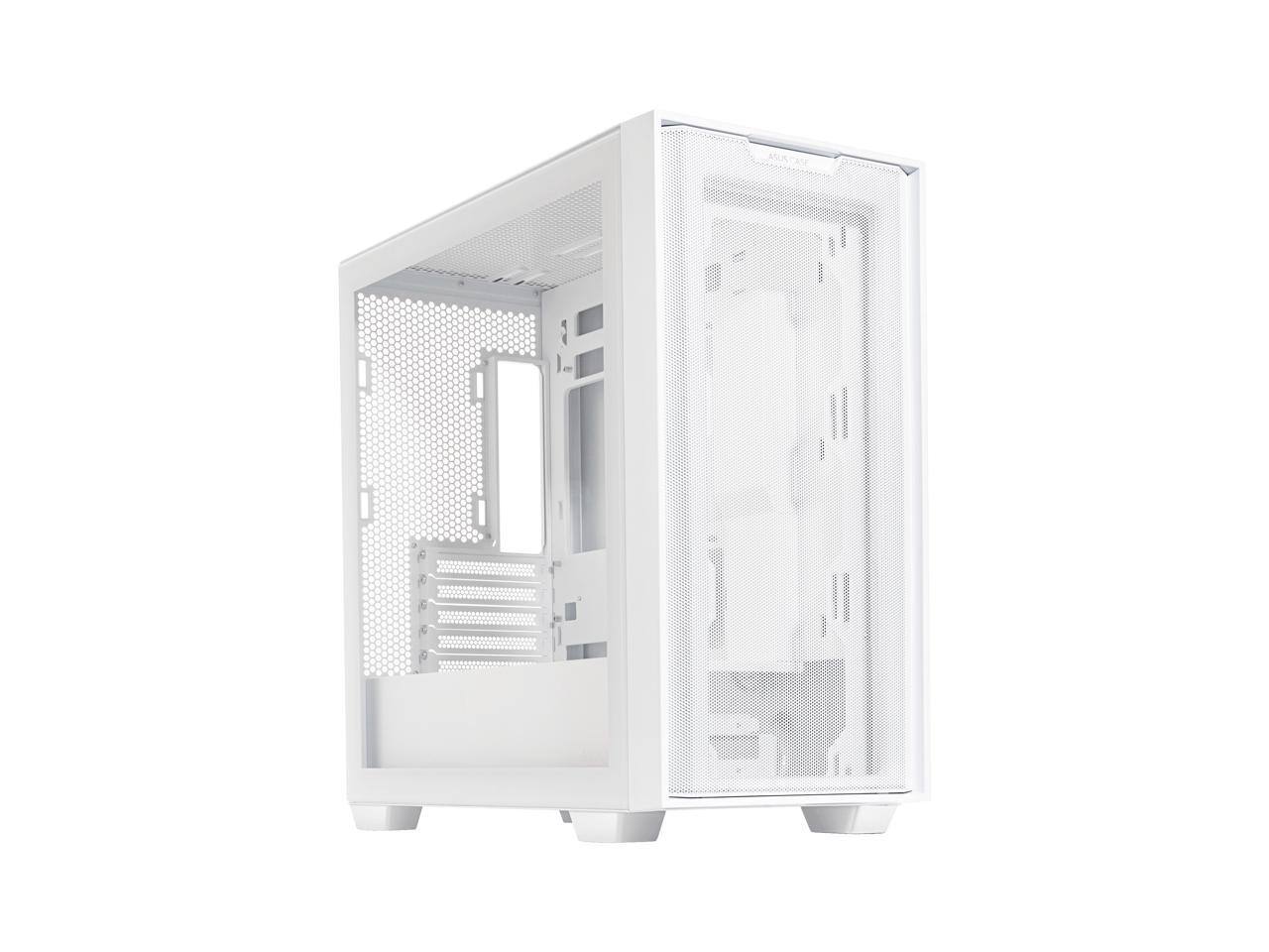 Front. ASUS - ASUS A21/WHT// Micro ATX Computer Case Steel / Plastic / Tempered Glass-White - White.