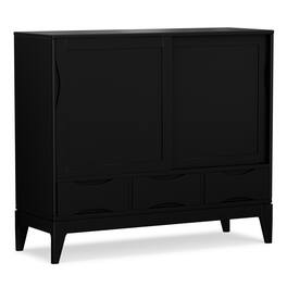 Simpli Home - Harper 48 inch Wide Solid Hardwood Mid-Century Modern Medium Storage Cabinet - Black