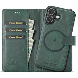 Dteck - For iPhone 17 RFID Wallet Case with Card Pocket Shockproof Leather 2-in-1 Detachable Back Cover - Green