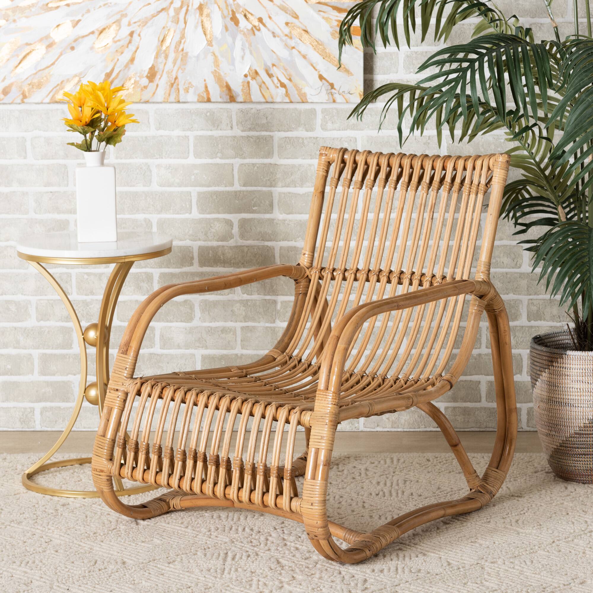 Alt View 4. bali & pari - Blanca Modern Bohemian Natural Rattan Accent Chair - Natural Brown.