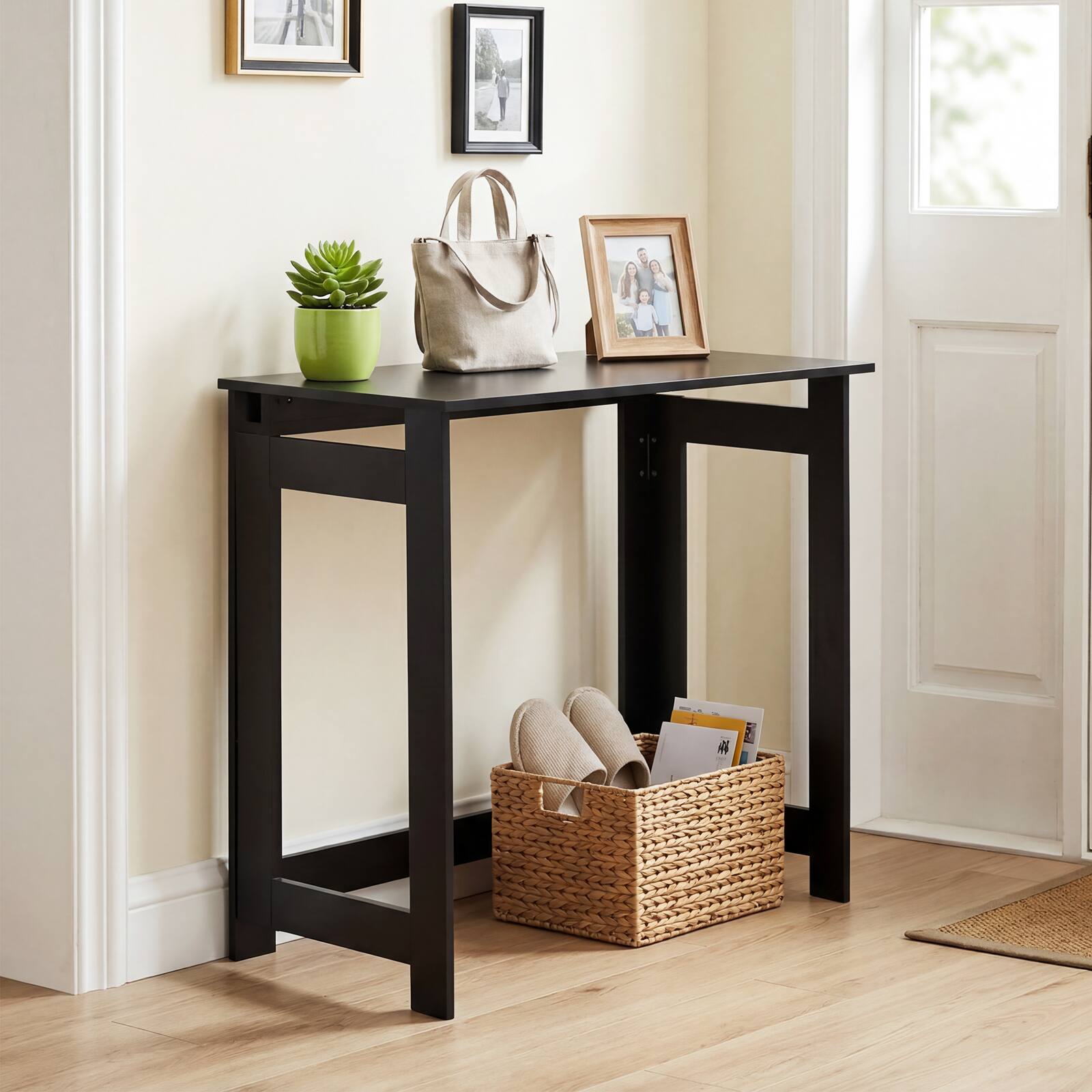 Alt View 1. Costway - Costway Folding Console Table, Entryway Table with Foldable Legs, Behind Couch Sofa Table - Black.