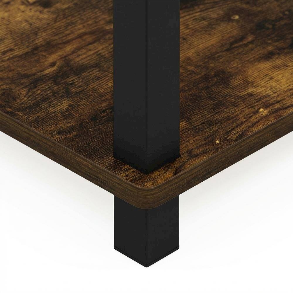 Alt View 1. FurniFact - Small Amber Pine and Black End Table with Sleek Design - Amber Pine/Black.