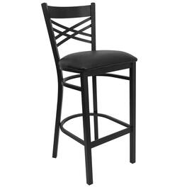 Flash Furniture - HERCULES Series 'X'' Back Metal Restaurant Barstool - Vinyl Seat - Black
