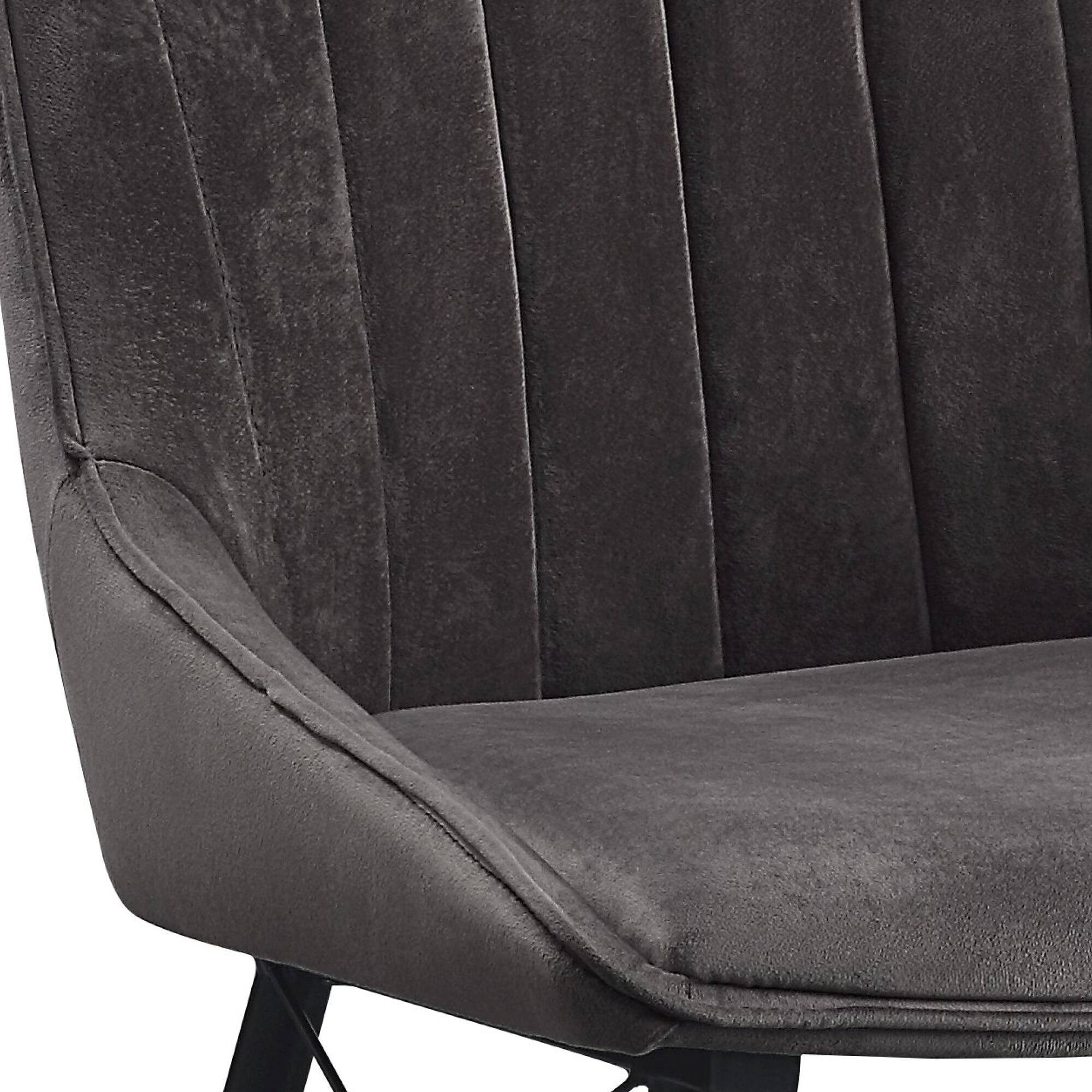 Alt View 4. GOODSILO - Modern Dark Gray Fabric and Black Finish Side Chair, Set of 2 - Black+Dark Gray.