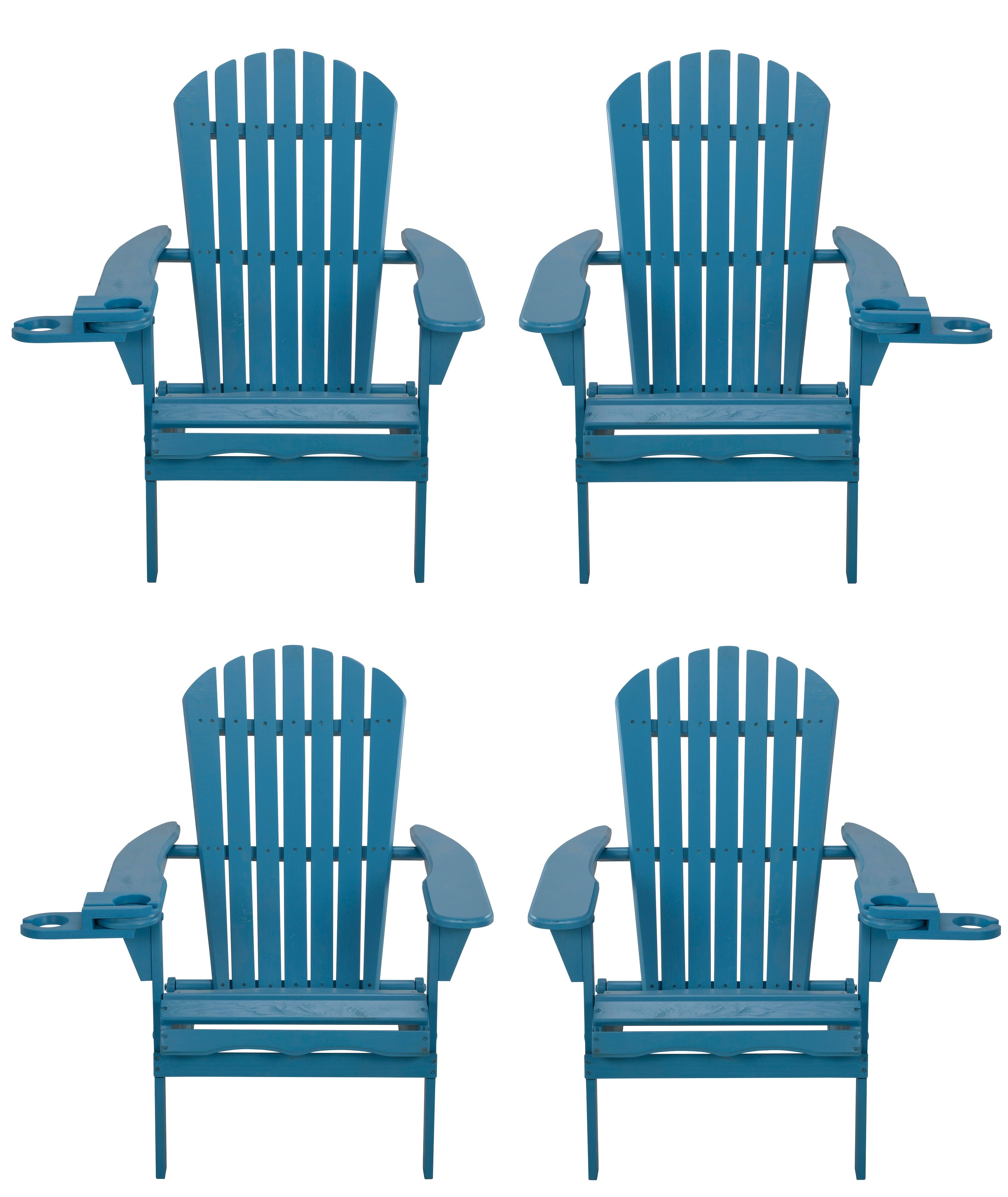Jiallo - Foldable Adirondack Chair with cup holder set of 4 - Sky Blue