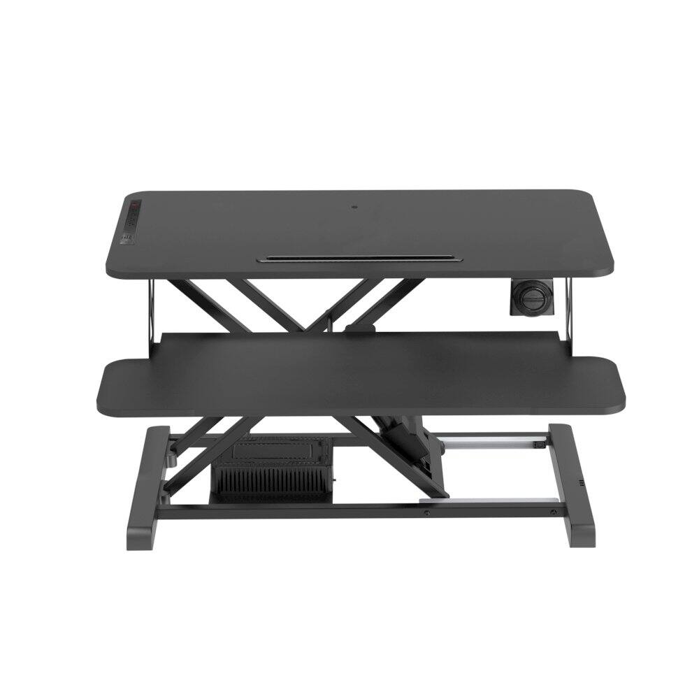 Alt View 2. Rocelco - 37.4" Electric Standing Desk Converter with Anti-Fatigue Floor Mat - Black.