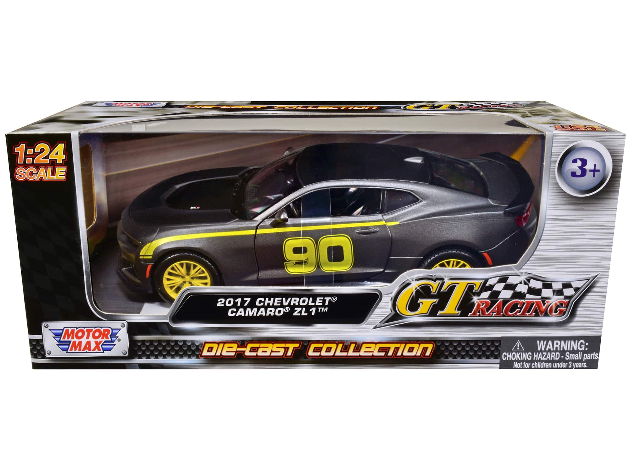 "2017 Chevrolet Camaro ZL1 #90 Matt Gray with Yellow Stripes ""GT Racing"" Series 1/24 Diecast Model Car by Motormax" price history on PriceWatchPro