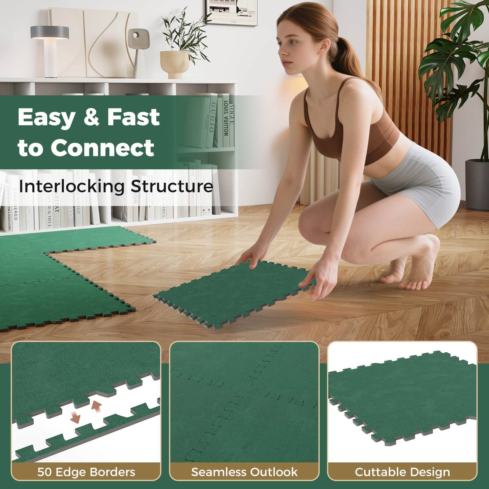 Easy & Fast to Connect  
Interlocking Structure  

50 Edge Borders  
Seamless Outlook  
Cuttable Design