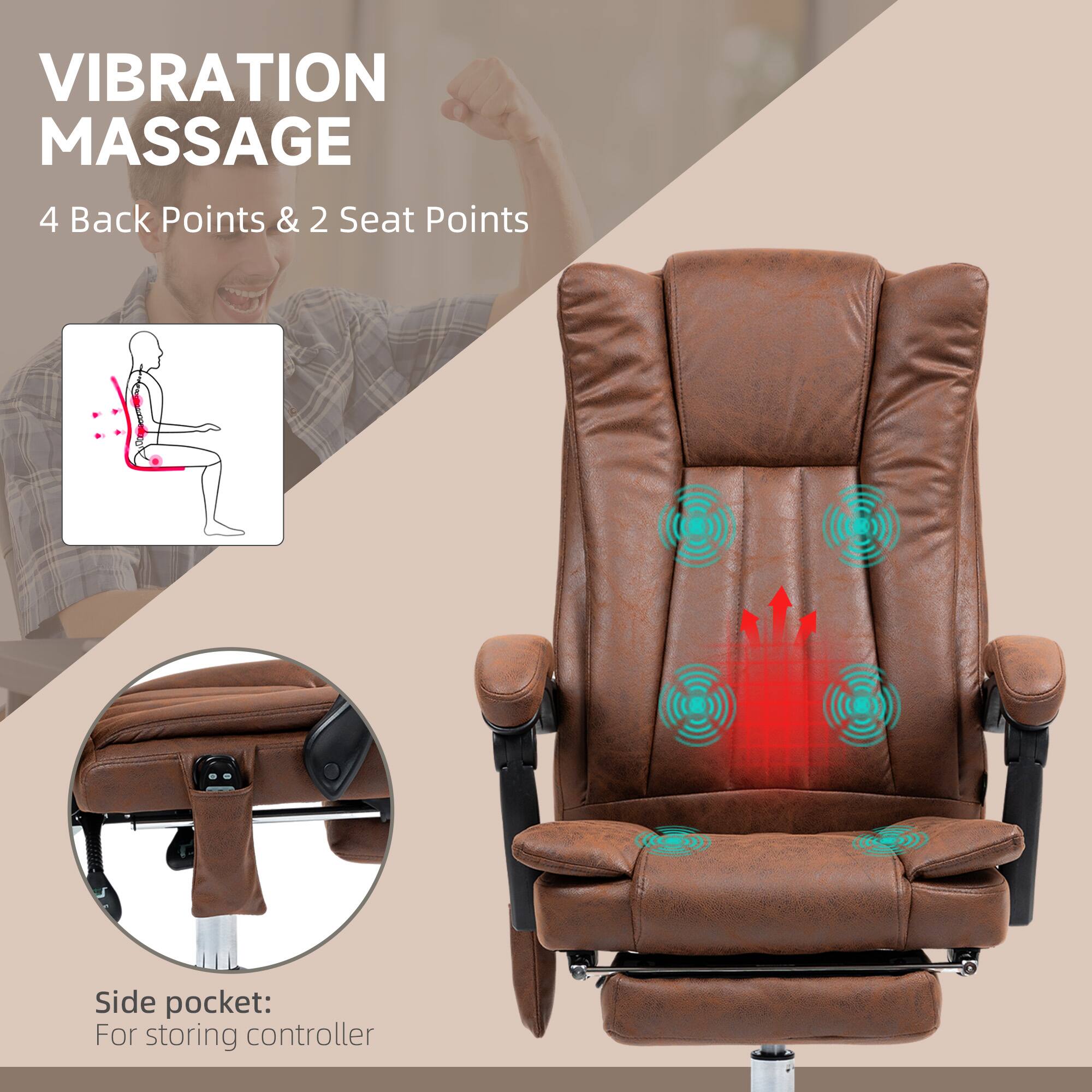VIBRATION MASSAGE 4 Back Points & 2 Seat Points
Side pocket: For storing controller