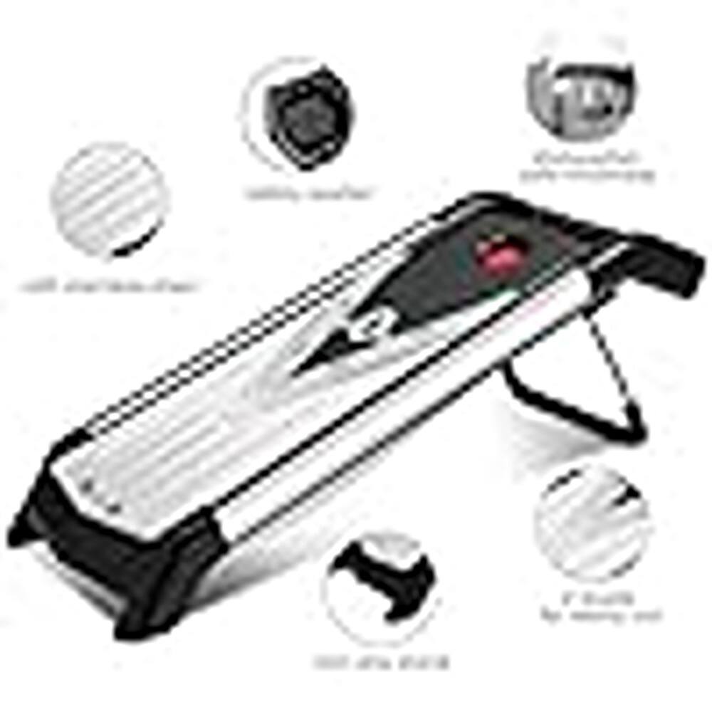 Back. PARKER SLATER - Mandoline Slicer for Kitchen, Stainless Steel Vegetable Chopper and Food Slicer with 5 Blades, Onion French Fry Cutter a - BLACK02.