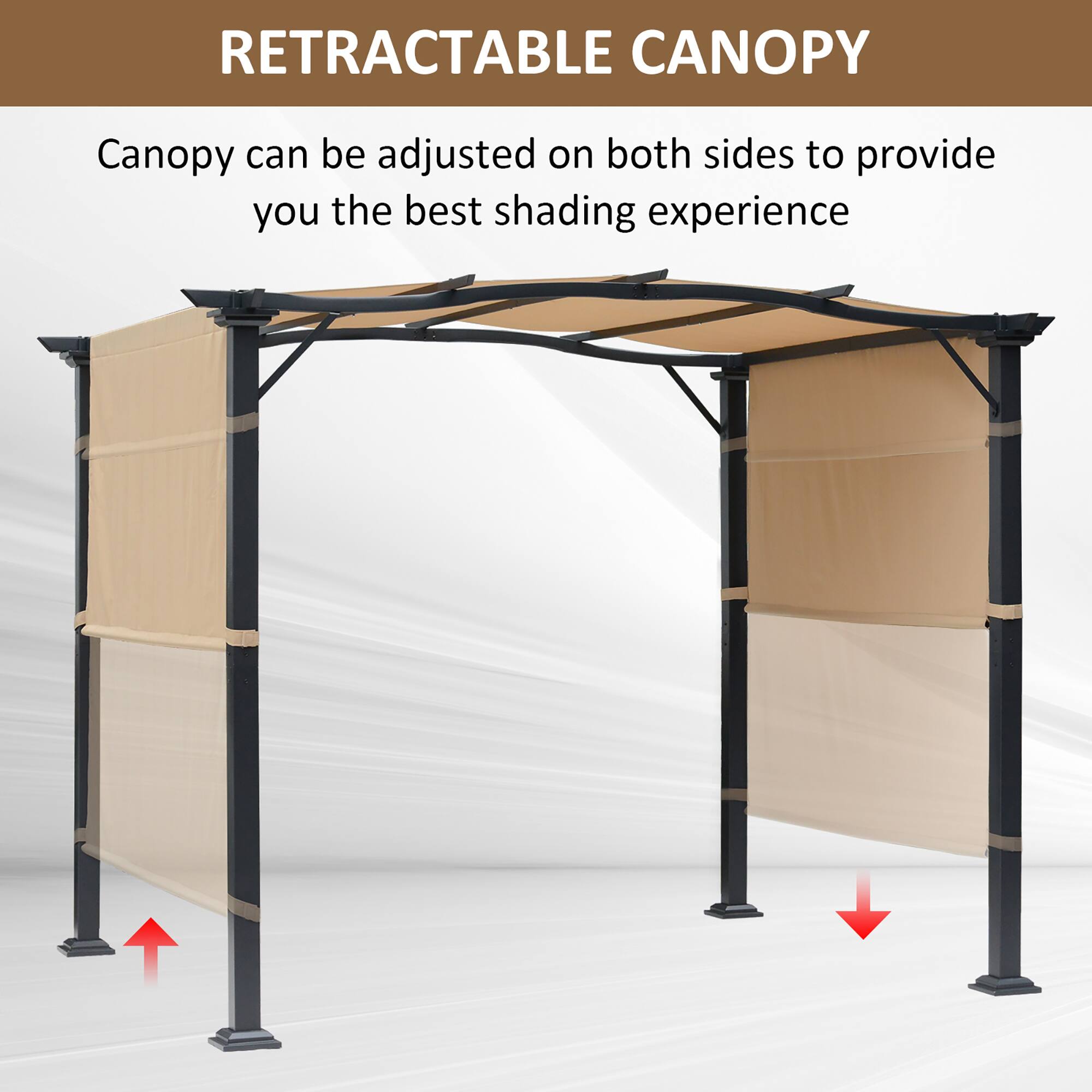 RETRACTABLE CANOPY
Canopy can be adjusted on both sides to provide you the best shading experience